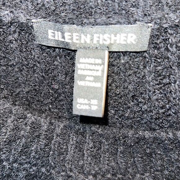 EILEEN FISHER Black Organic Cotton Cashmere Blend Chunky Knit Sweater Vest-XS - Picture 7 of 8